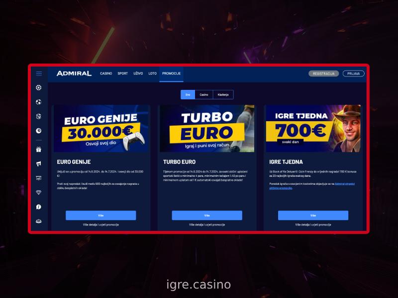 Casino promocije i ponude dobrodošlice Admiral