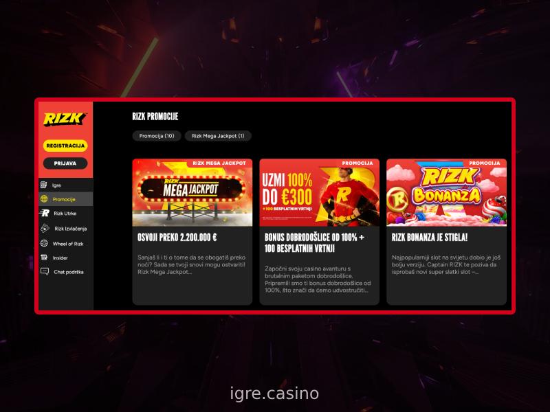 Casino promocije i ponude dobrodošlice Rizk